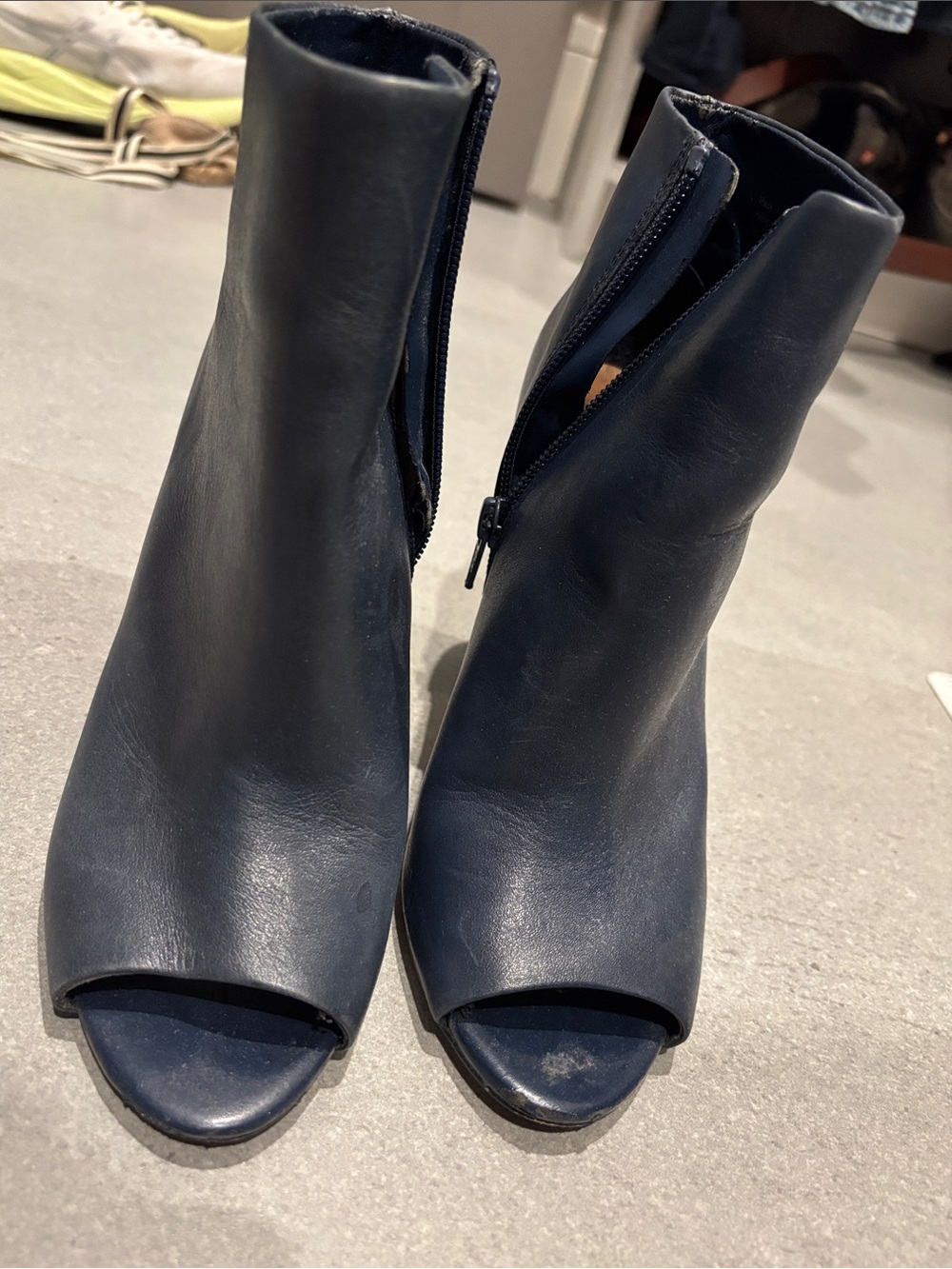 Aldo Navy Open-Toe Ankle Heeled Boots